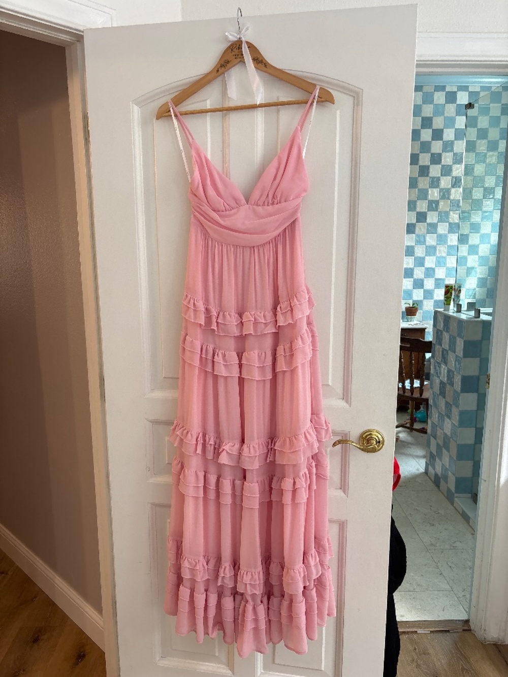 Lulu’s Light Pink Ruffled Tiered Maxi Dress - Small